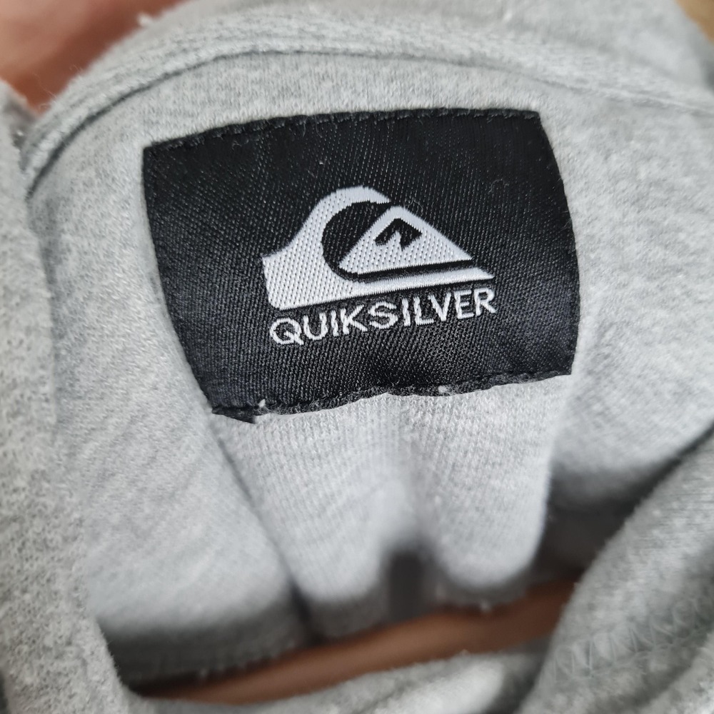 Quiksilver Hoodie Mens Large Gray Pullover Surf Graphic Logo Skate Streetwear - Picture 16 of 16